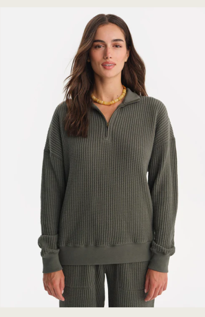 Organic Waffle Collared Half-Zip Sweatshirt