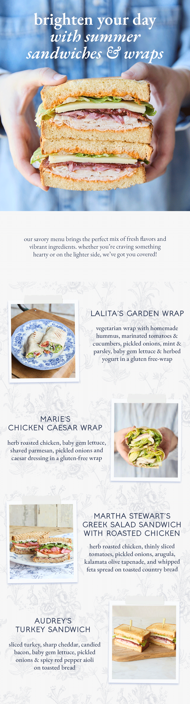 our savory menu brings the perfect mix of fresh flavors and vibrant ingredients. Here are our top summer picks  whether you’re craving something hearty or on the lighter side, we’ve got you covered!