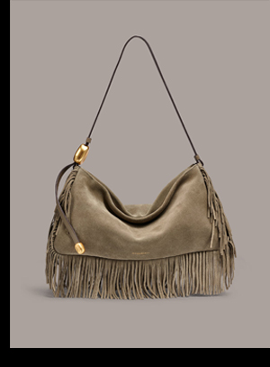 VELVET LARGE FRINGE SHOULDER BAG
