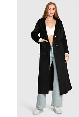 Walk My Way Wool Blend Oversized Maxi Coat - Black