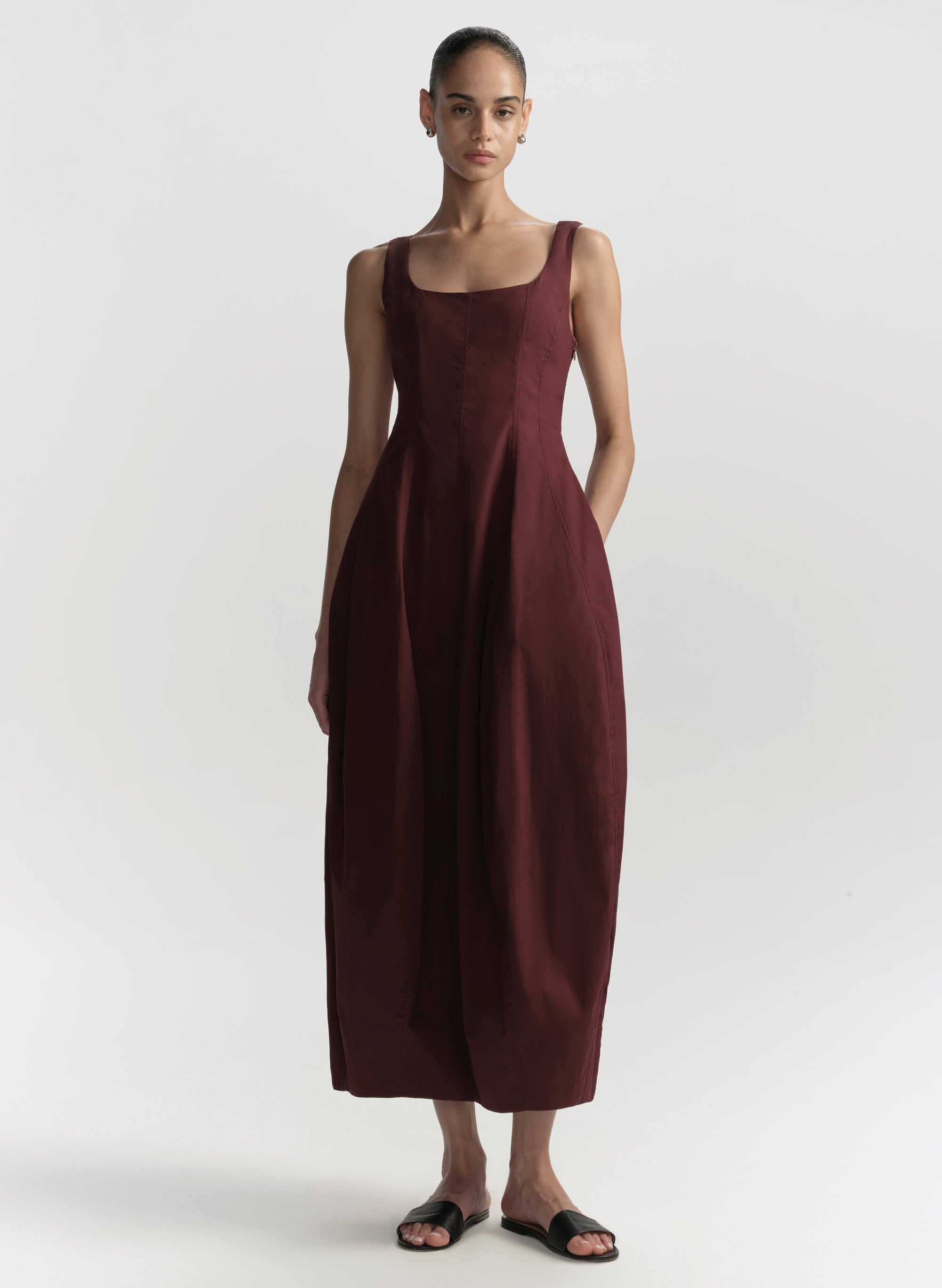 Image of Veda Stretch Cotton Midi Dress