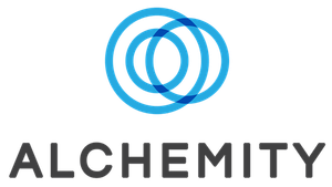 Alchemity logo with overlapping blue circles