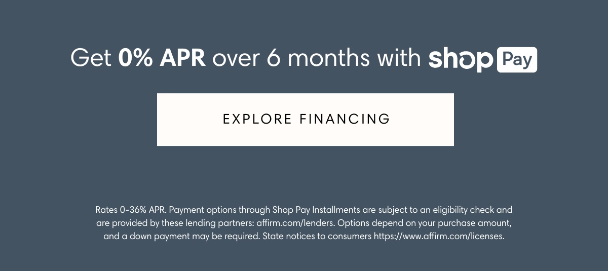 Get 0% APR over 6 months with Shop Pay