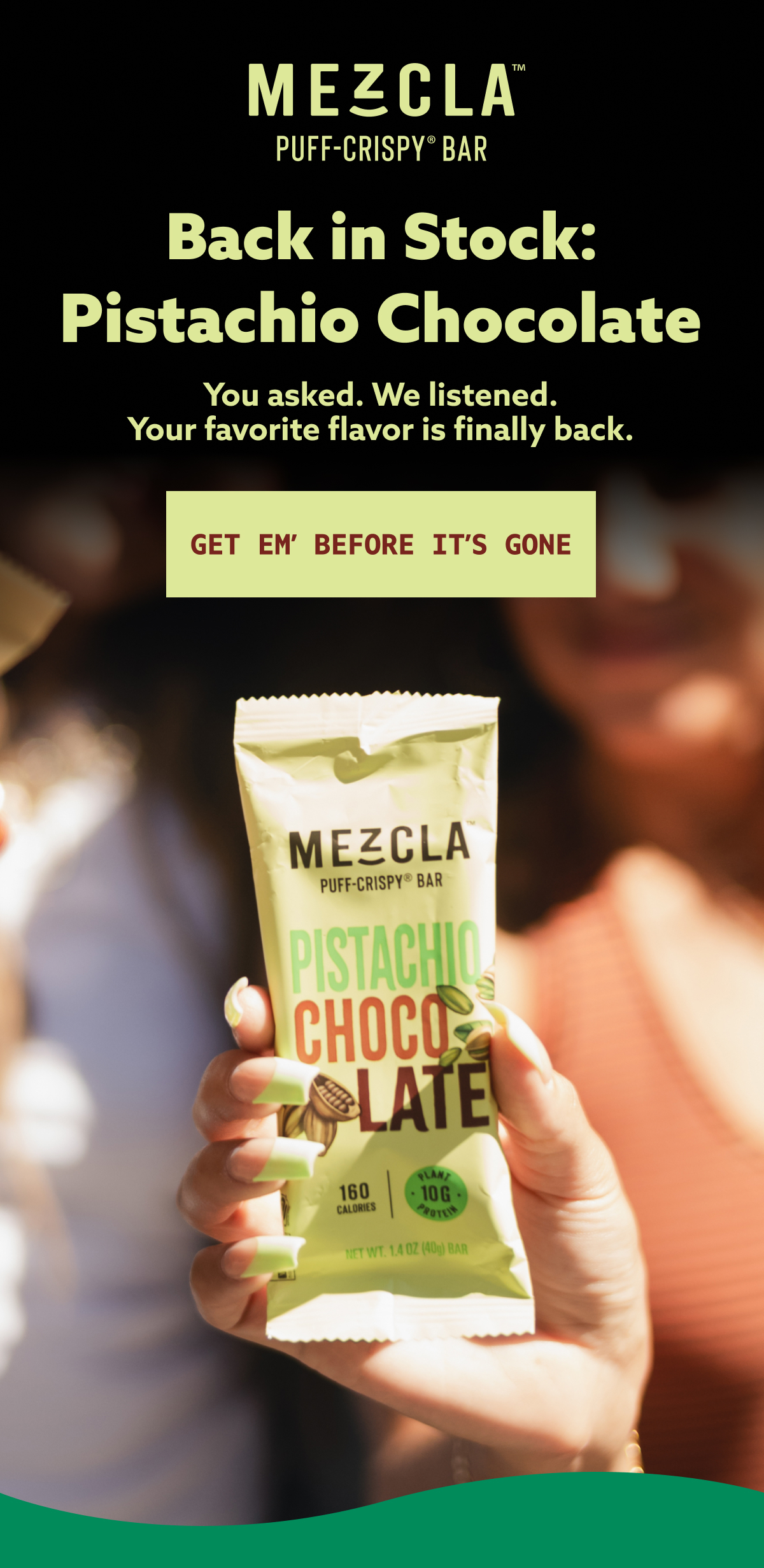 Back in Stock: Pistachio Chocolate