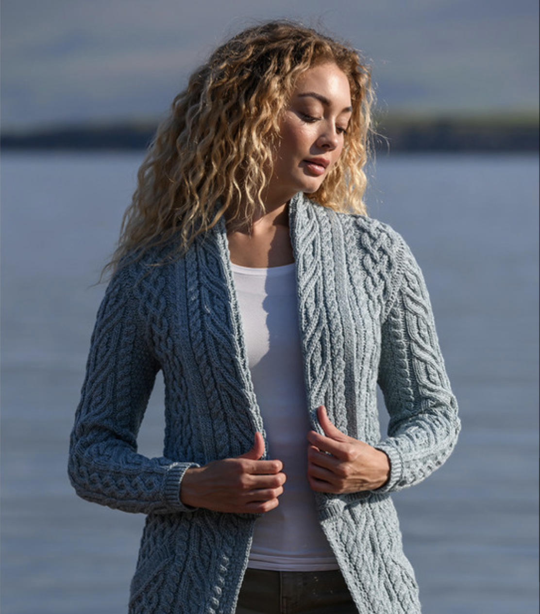 Aran Shawl Collar Neck Cardigan