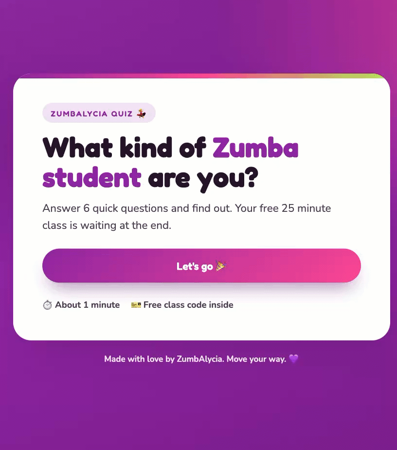 GIF of a signup form with a quiz