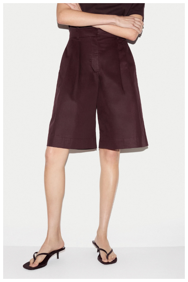 Cotton Double Pleated Short