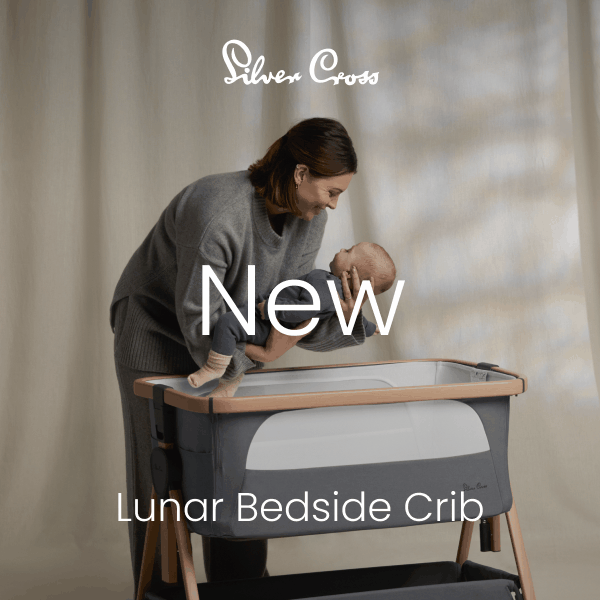 New Lunar Bedside Crib, Whisper Grey