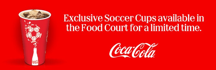 get exclusive soccer cups at the food court for a limited time