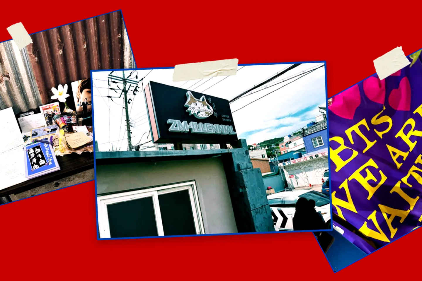 A collage of images from ZM-Illennial cafe in Busan, Korea