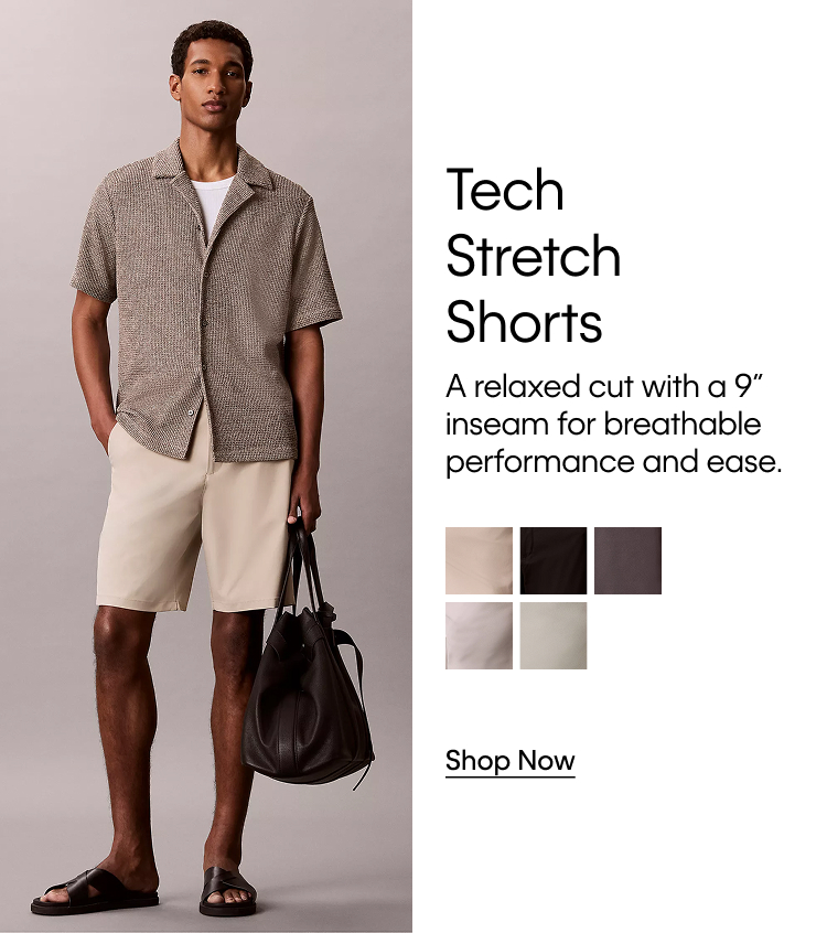 Tech Stretch Shorts | A relaxed cut with a 9" inseam for breathable performance and ease. | Shop Now