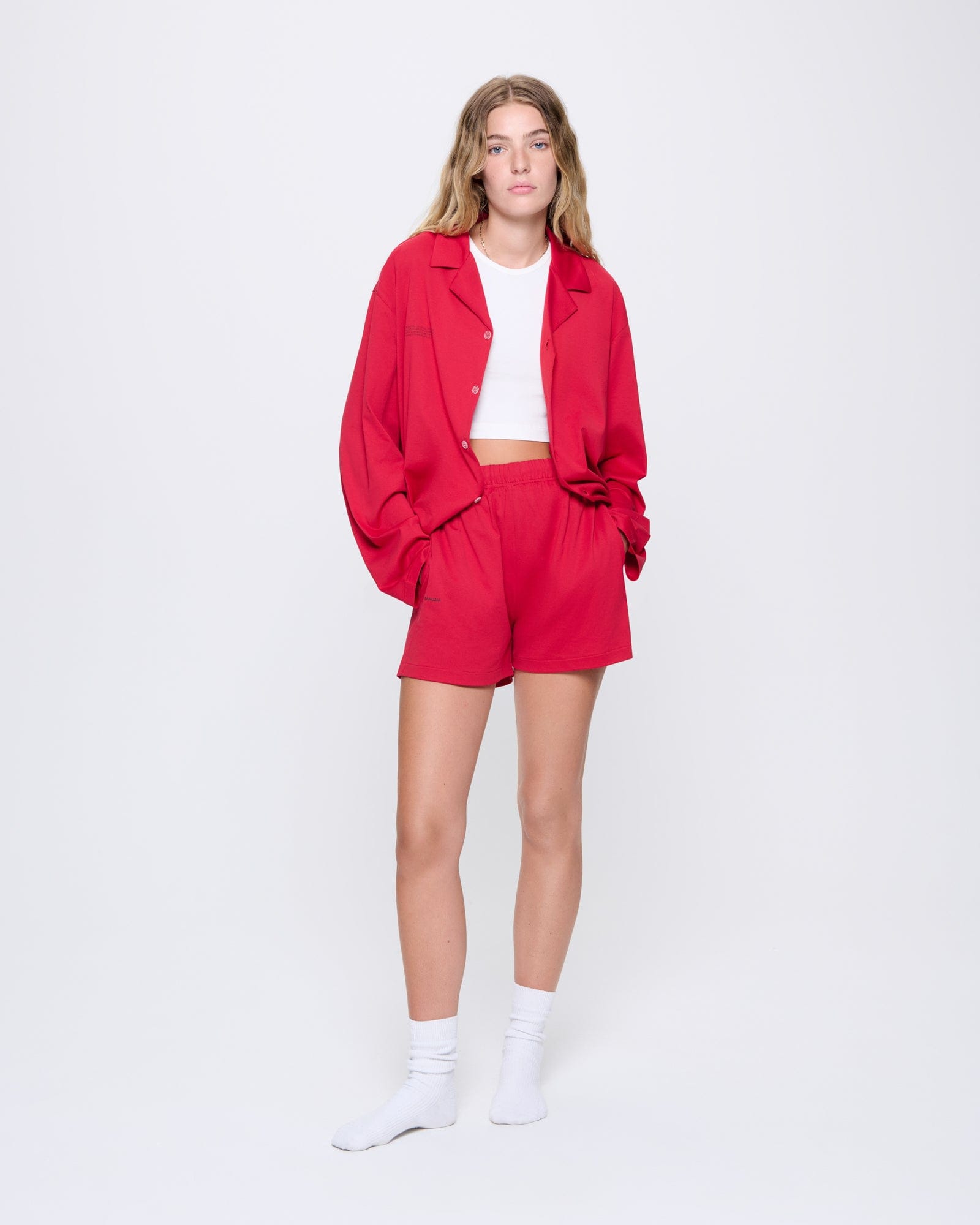 Image of Womens 365 Lightweight Short Pyjama Shorts Set —goji red