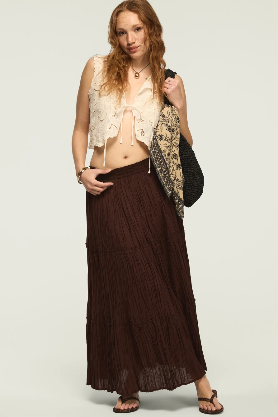 Image of Lucky Brand Broomstick Maxi Skirt - Women's Skirts in Bright White