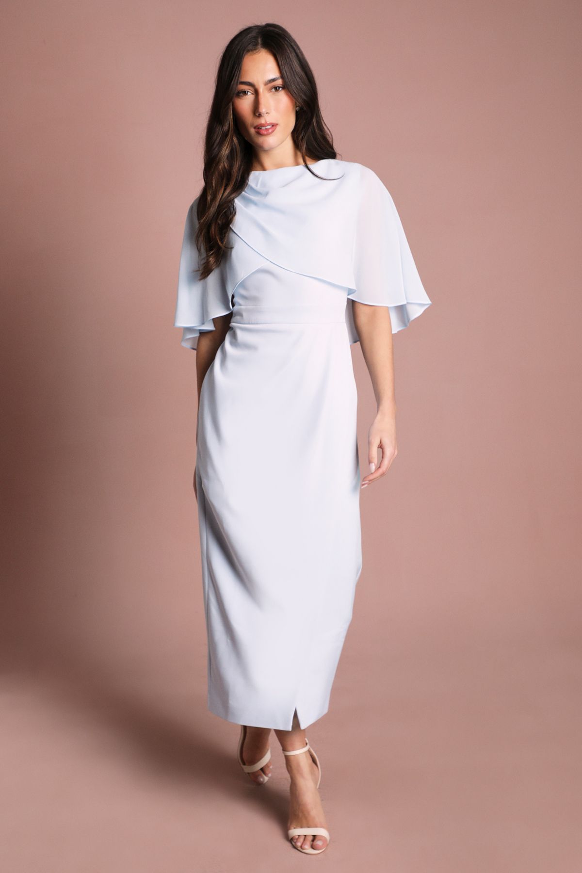 Chiffon Cape Pencil Dress