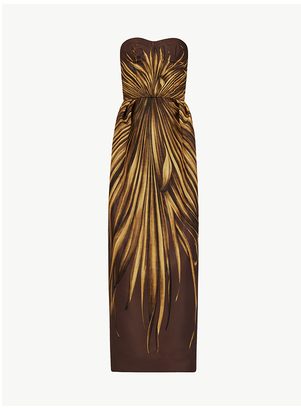 Palm Leaves Faille Gown