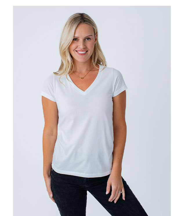 Women's white v-neck