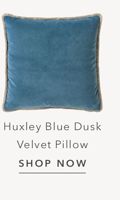 Huxley Blue Dusk Velvet Eyelash Trim Throw Pillow - 22x22