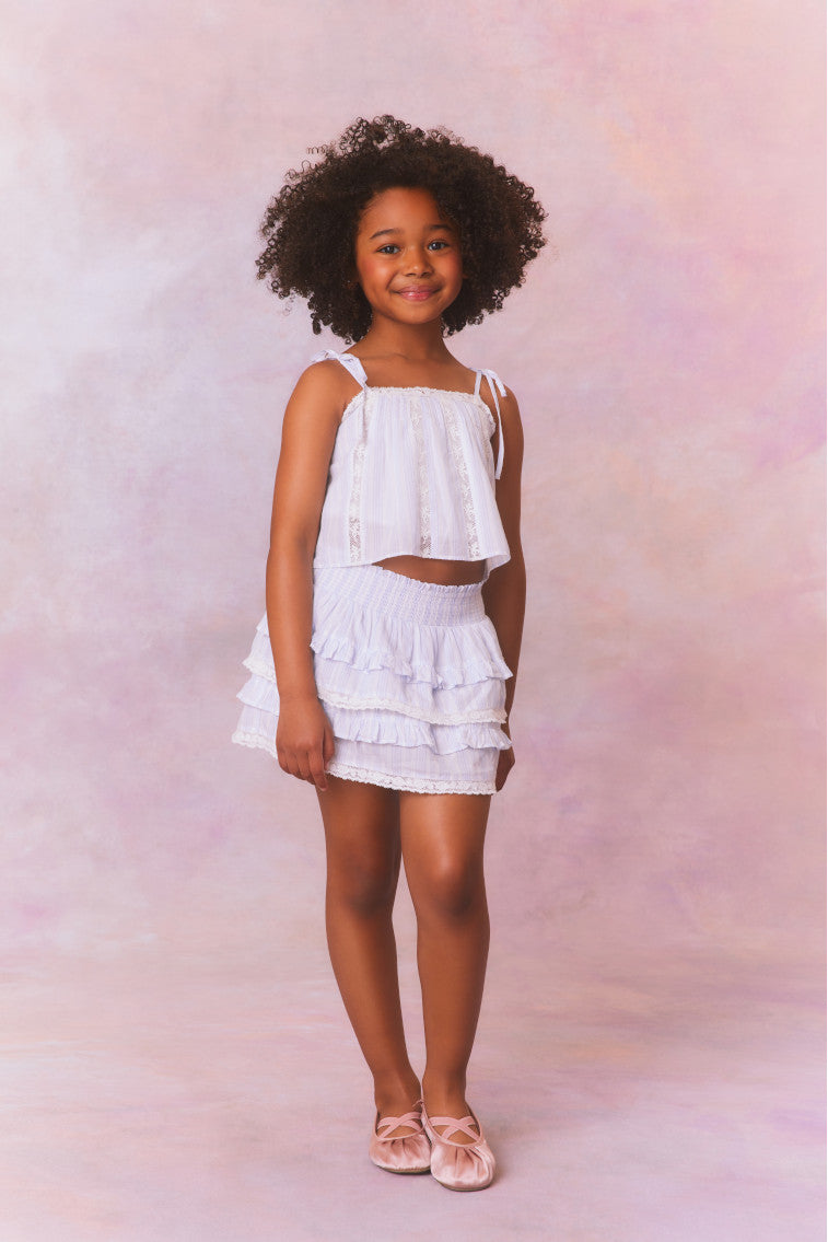 Image of Girls Billie Cotton Stripe Skirt