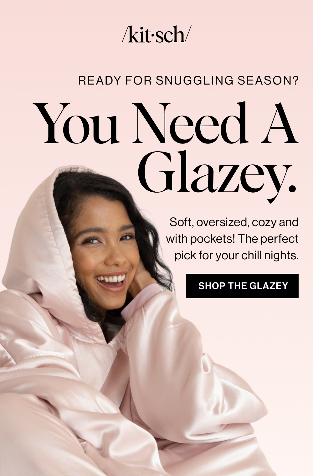 You Need a Glazey. Soft, oversized, and cozy with pockets and a hood. This satin hoodie is perfect for your chill nights.