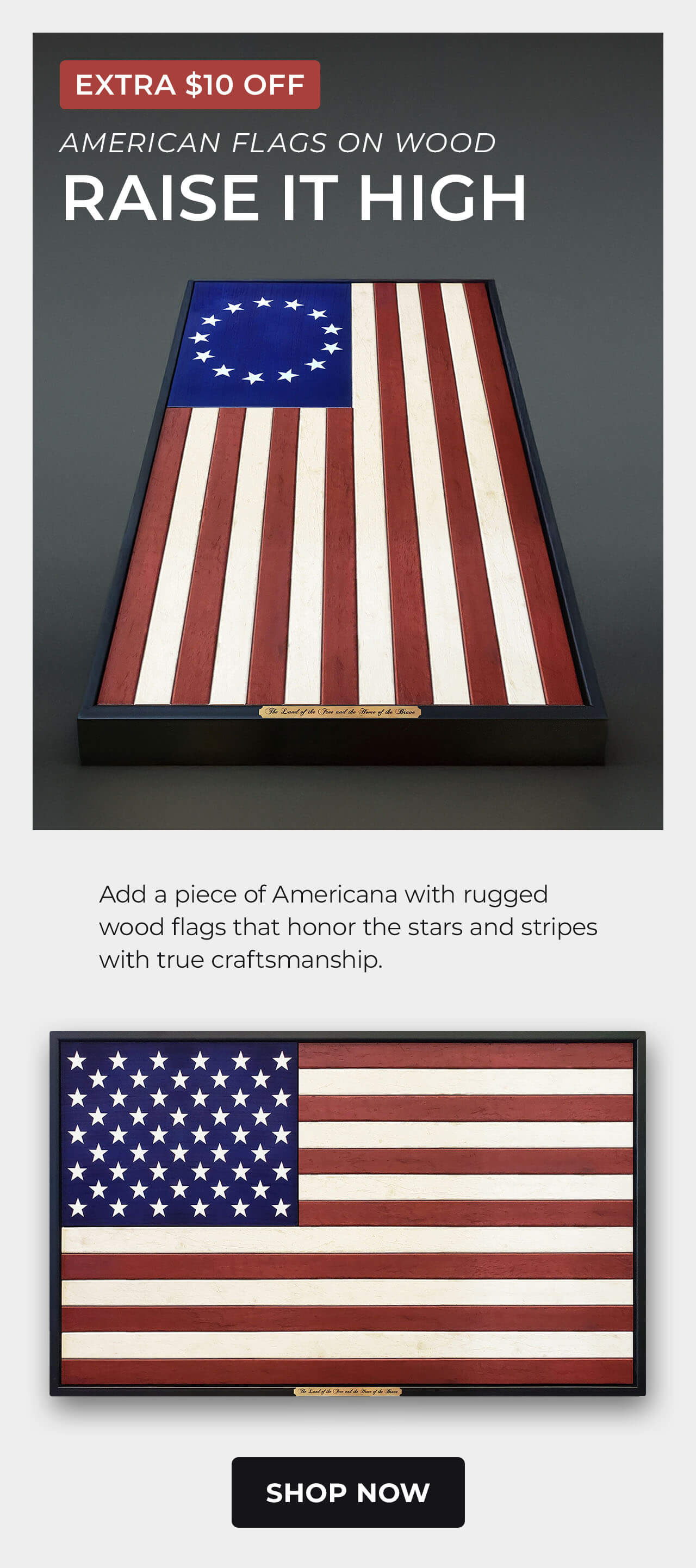American Flags On Wood