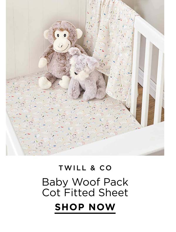 Twill & Co Baby Woof Pack Cot Fitted Sheet