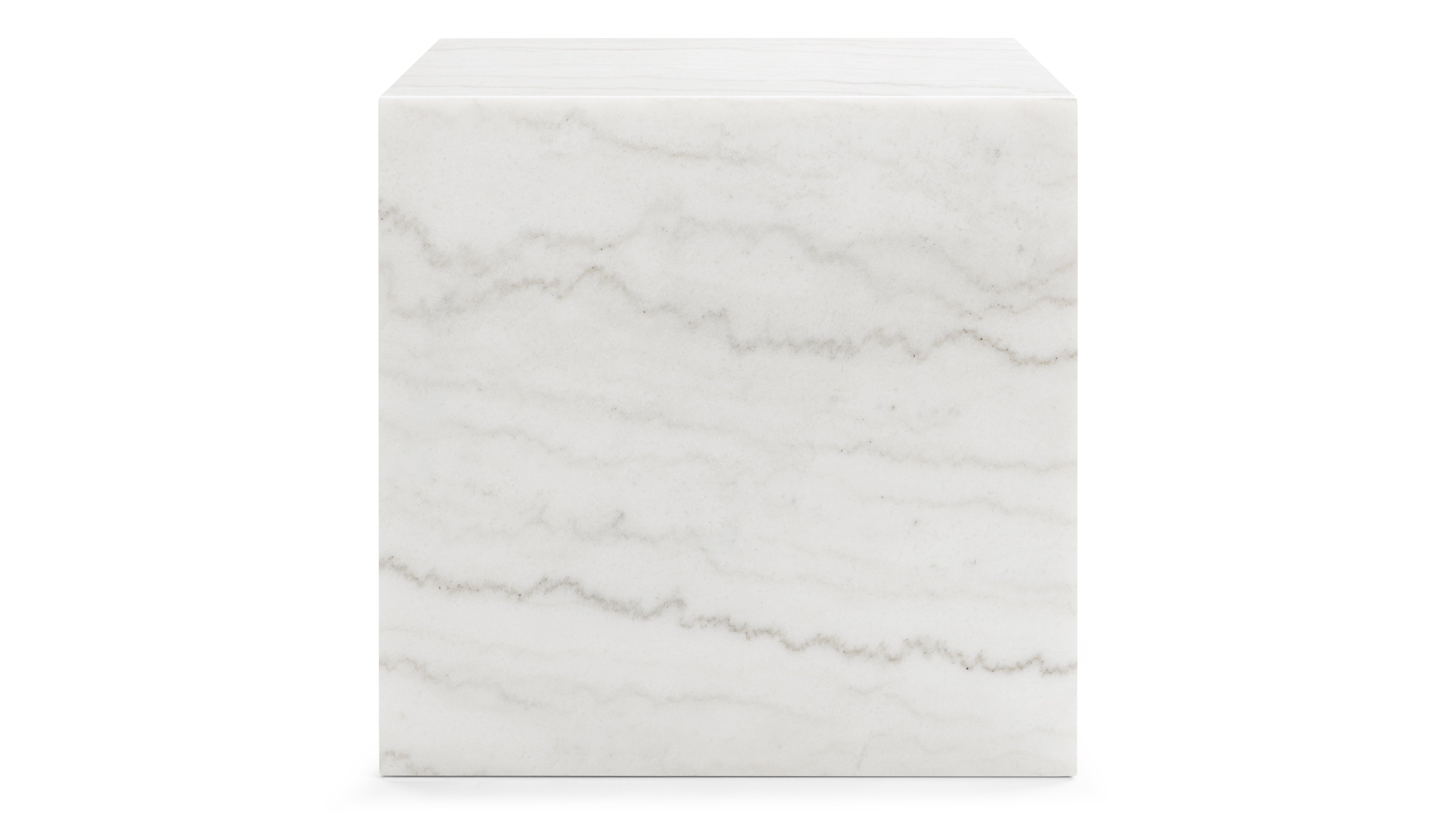 Image of Plinth - Plinth Short Side Table, White Marble