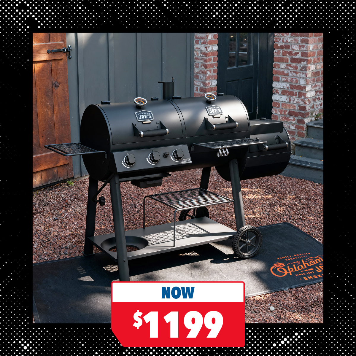 Oklahoma Joe’s Canyon Charcoal/Gas Smoker & Grill BBQ Combo