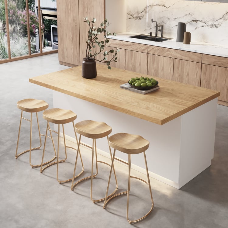 72" Japandi Style Wood Kitchen Island with Multi-Storage and LED Light Natural & White