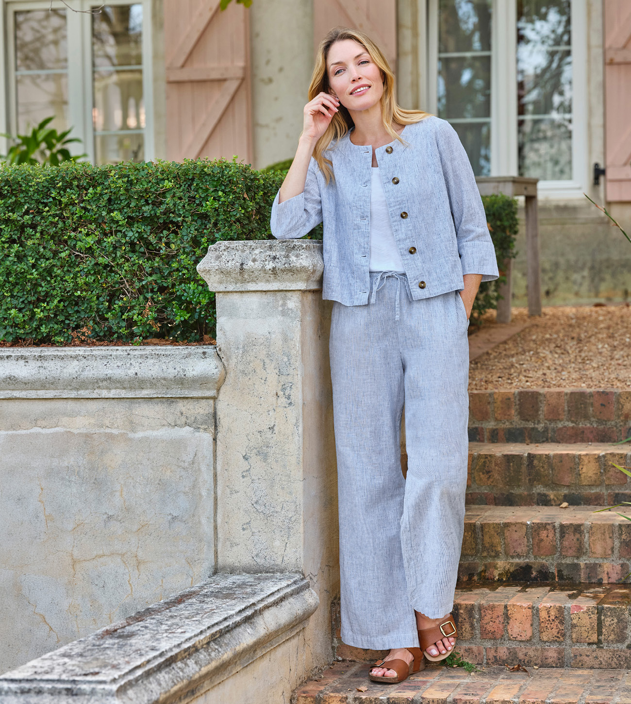 Linen Blend Stripe Trouser