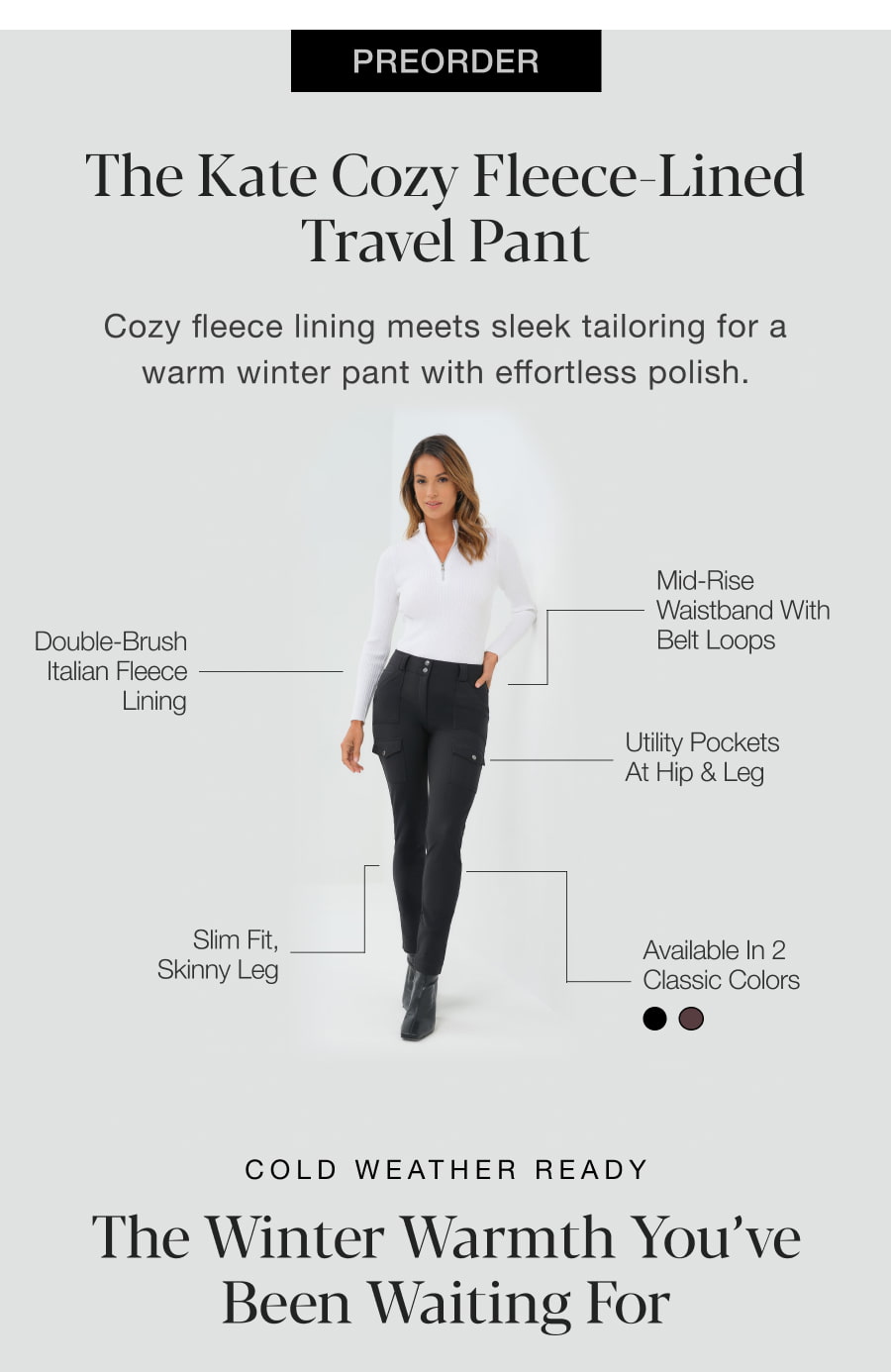 Preoder: The Kate Cozy Fleece-Lined Travel Pant