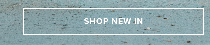 "SHOP NEW IN" button with white text and border on a textured teal background. Click to explore new arrivals and the latest collection.