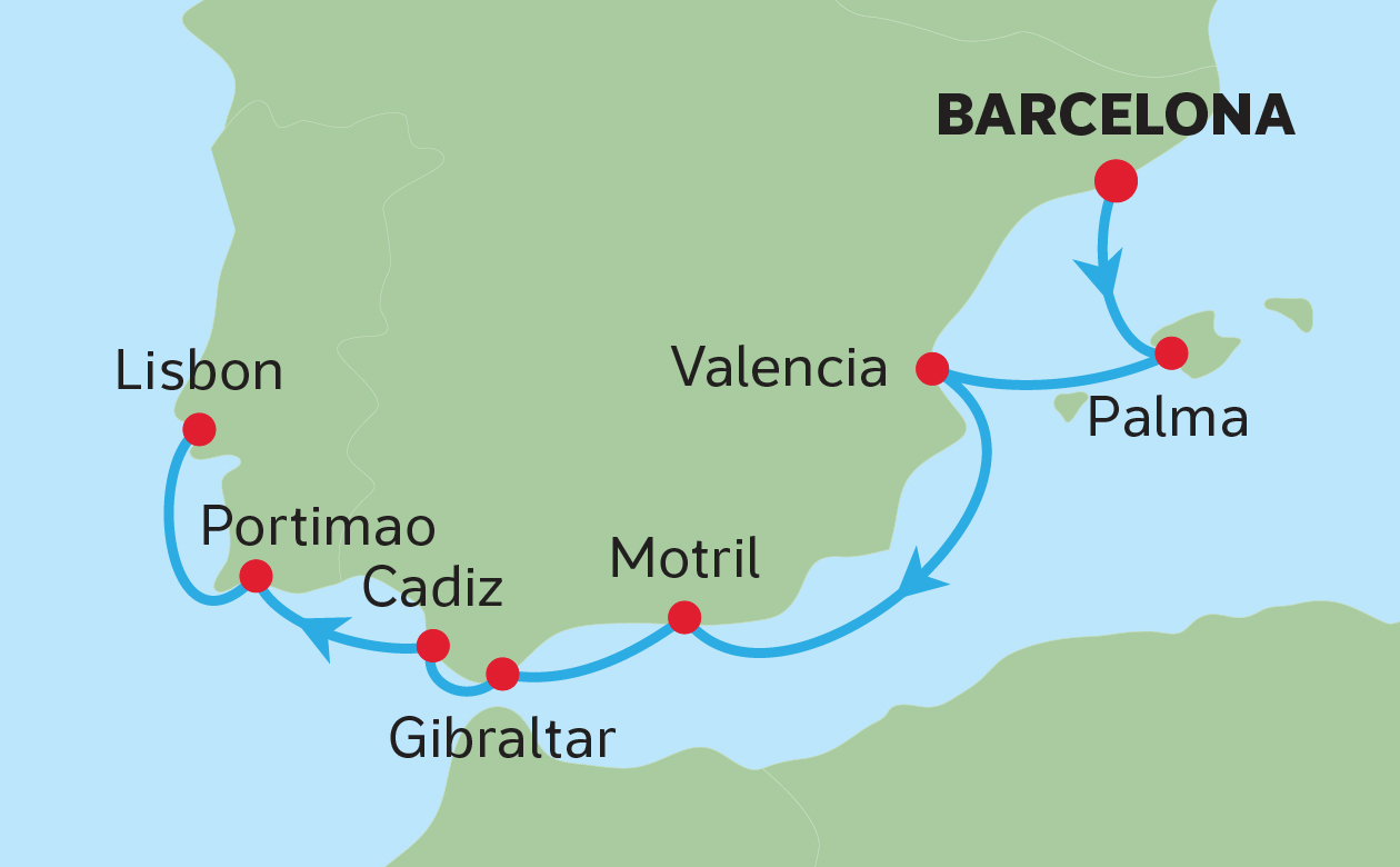 FLY, STAY & CRUISE<br>SPAIN & PORTUGAL MAP