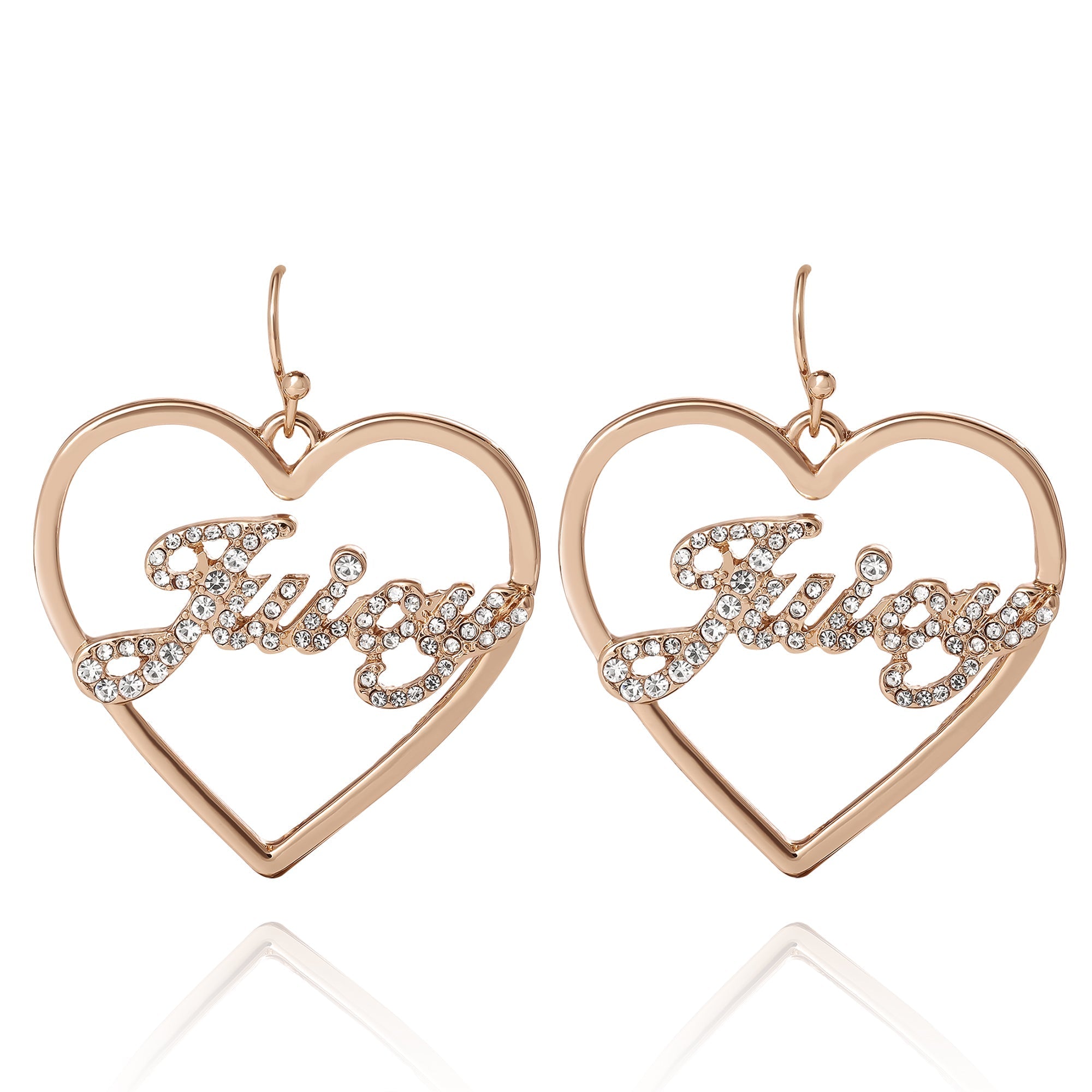 Image of Juicy Script Crystal Heart Drop Earrings