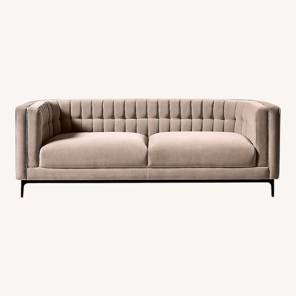 Image of CB2 Ambroise Light Taupe Velvet Sofa
