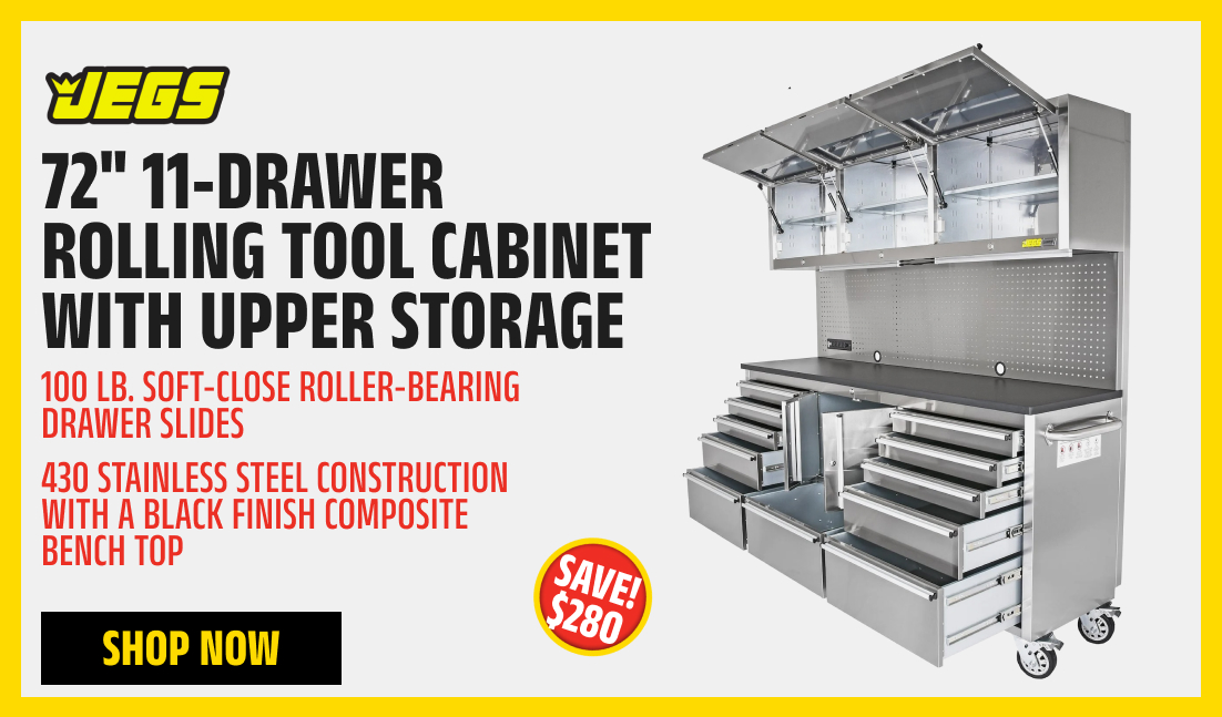 72" 11-Drawer Rolling Tool Cabinet with Upper Storage