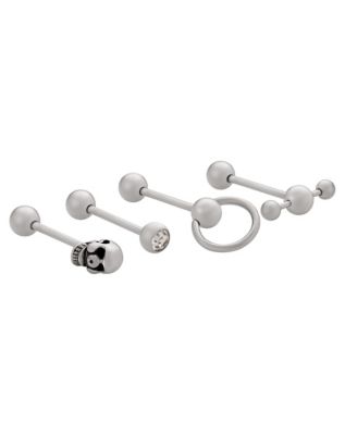 Multi-Pack CZ Skull Hoop Barbells 4 Pack - 14 Gauge