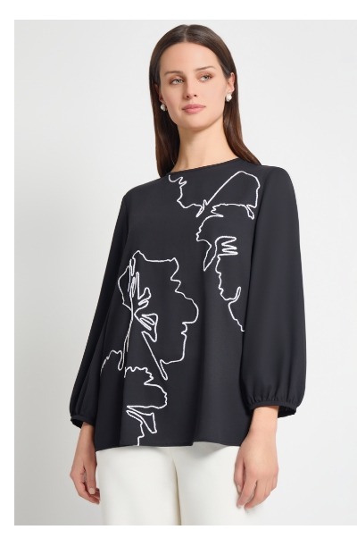 Embroidered Crepe de Chine Blouse