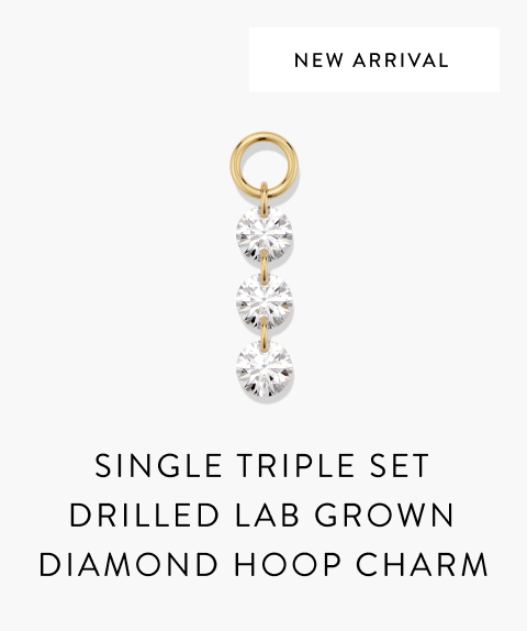 Single Triple Set Drilled Lab Grown Diamond Hoop Charm.
