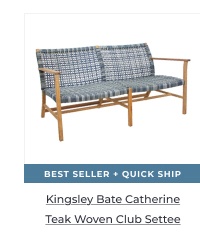 Kingsley Bate Catherine Teak Woven Club Settee