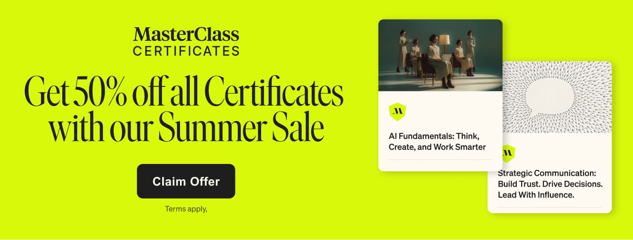Get 50% of all Certificates with our Summer Sale. Claim Offer. Terms apply.