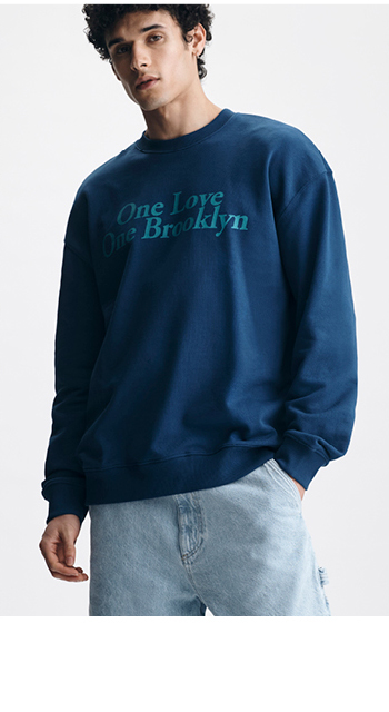Men's One Love One Brooklyn Sweatshirt Navy Peony