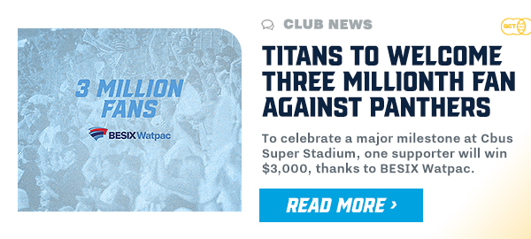 Titans to welcome three millionth fan against Panthers