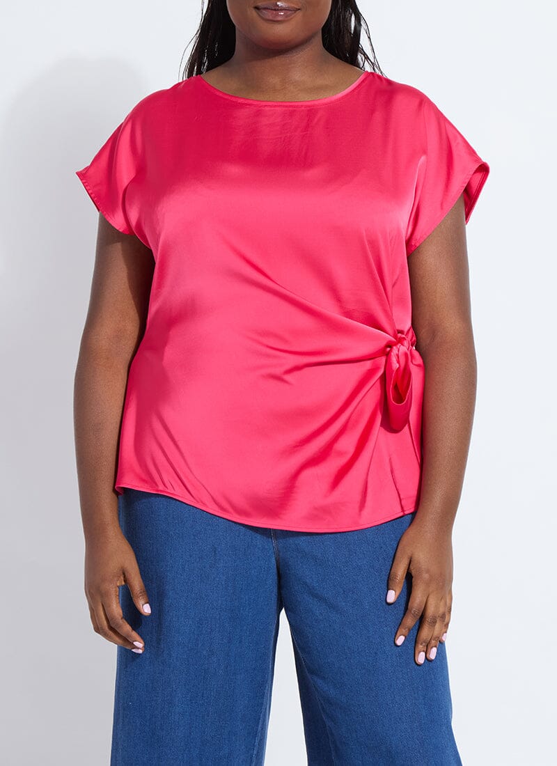 Image of Rosalia Tie Drape Mix Media Top Curvy