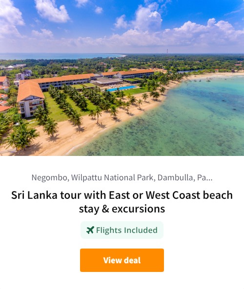 Sri Lanka tour with East or West Coast beach stay &amp; excursions