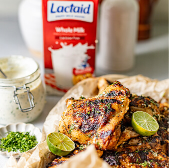 Garlic Buttermilk-Brined Grilled Chicken served with Garlic Lime Ranch Sauce