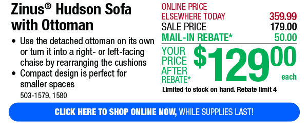 Zinus® Hudson Sofa with Ottoman - FREE Shipping To Store!