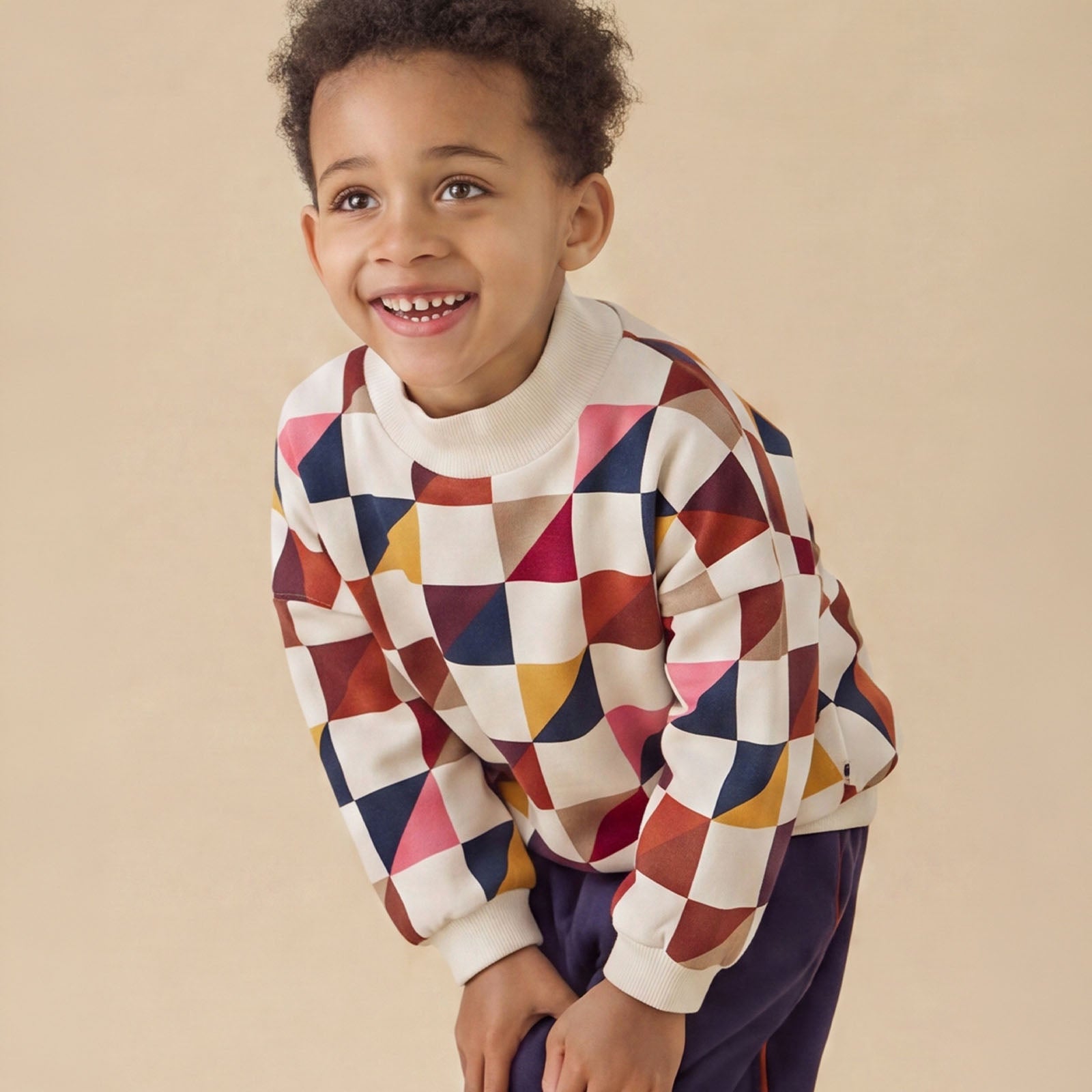 Image of KIDLY by MORI Dropped Shoulder Sweater - Check