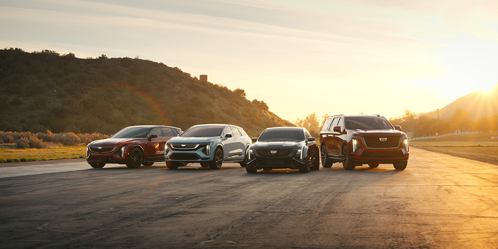 V-Series Lineup on a road at sunset.