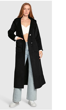      0 Walk My Way Wool Blend Oversized Maxi Coat - Black