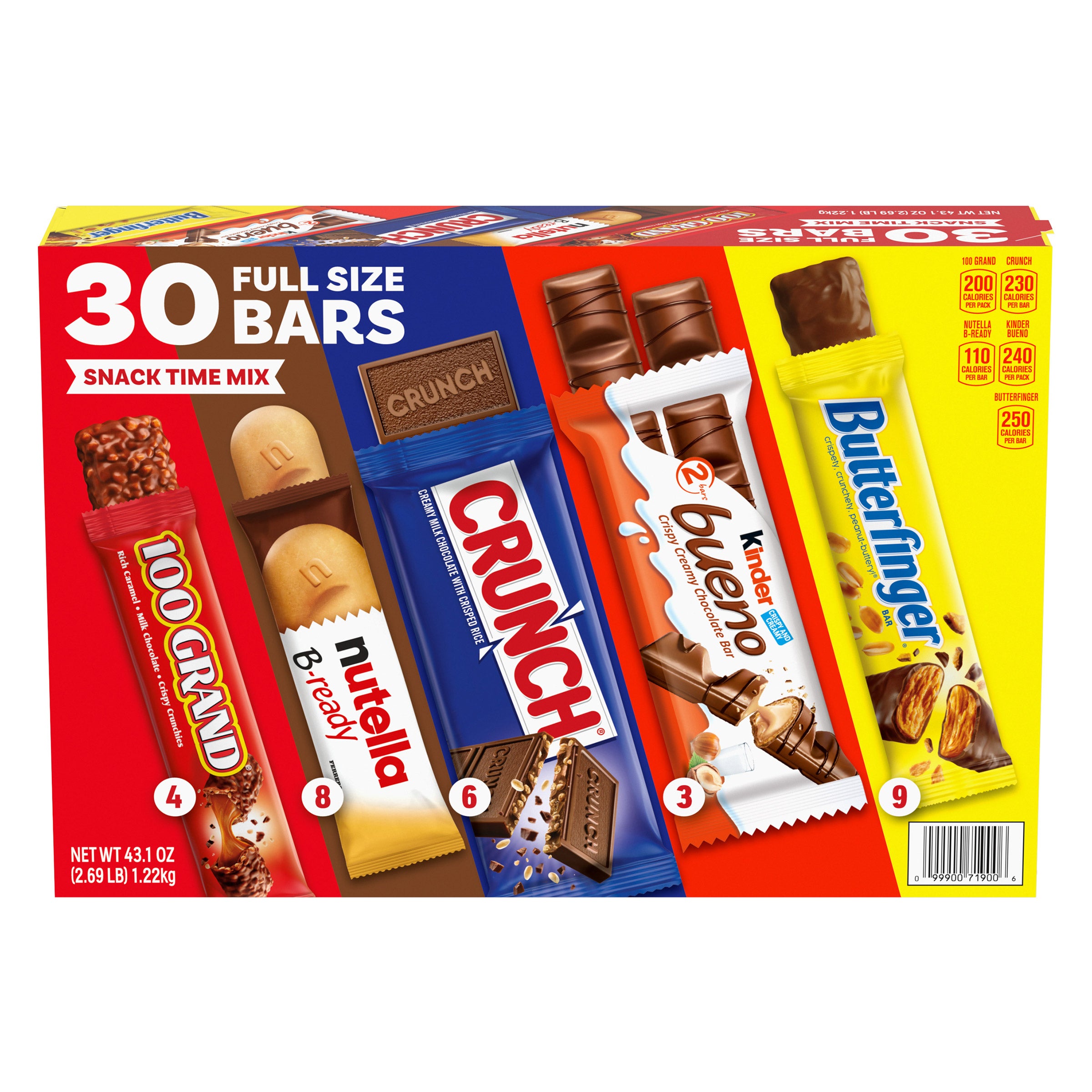 Ferrero Snack Time Bar Mix Full Size Variety Pack, 30-Count